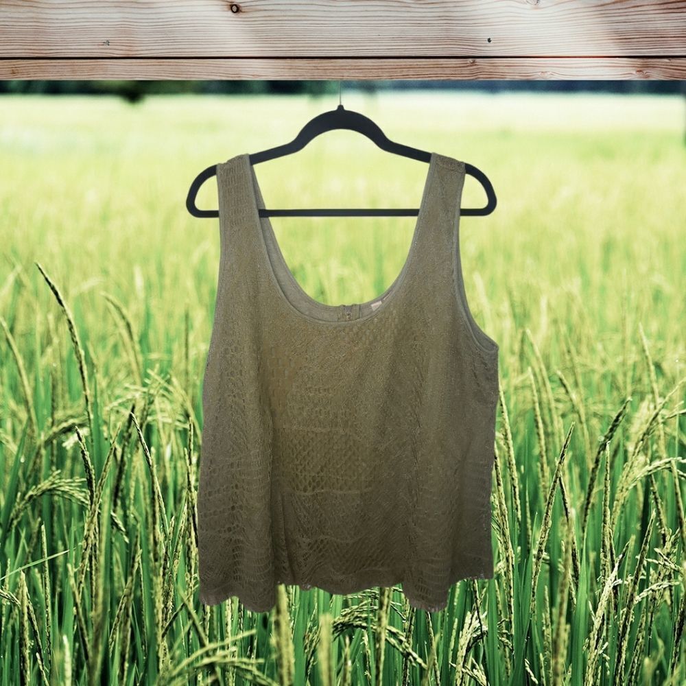 Eyeshadow Green Lace Tank Top 2x style B99579gbt